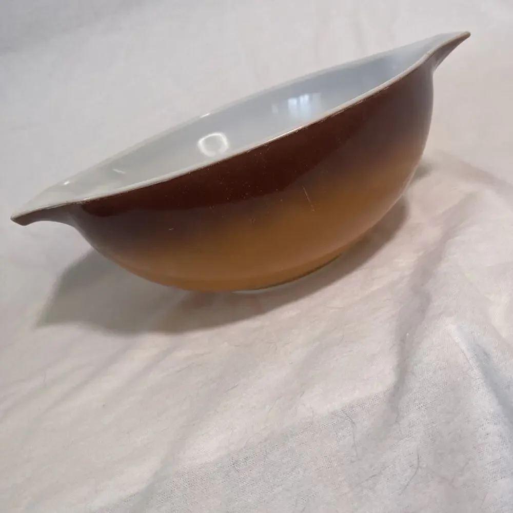 Vintage Pyrex Old Orchard Brown 4 Qt Cinderella Mixing Bowl #444 Made in USA